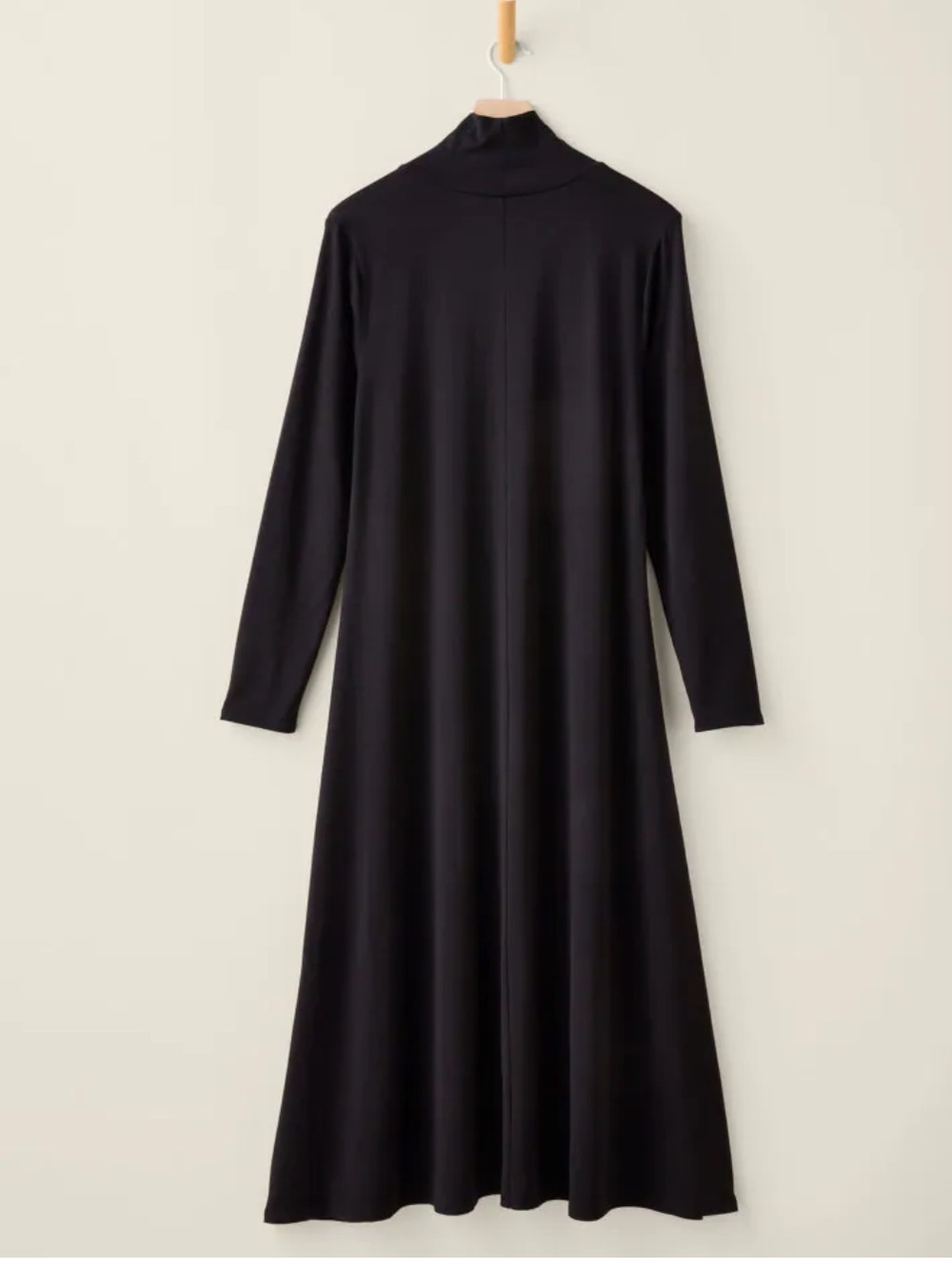 Women's Black Mock Turtleneck Long Sleeve Maxi Dress in cotton jersey, loose fit